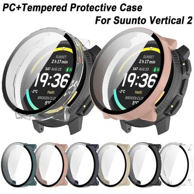PC+Tempered Protective Case Anti-Scratch Full Coverage Screen Cover Bumper Protector Shell for Suunto Vertical 2 Watch Frame