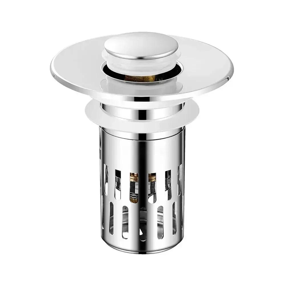 Bathroom Sink Drain Strainer for 1.1-1.42 Basin Drain Holes Anti-Odor Anti-Clogging Stainless Steel Pop Up Sink Drain Filter