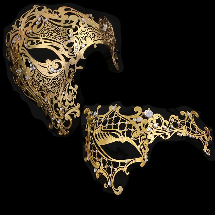 Metallische Halbmaske mit glitzernden Verzierungen für Hochzeiten, Halloween und Veranstaltungen