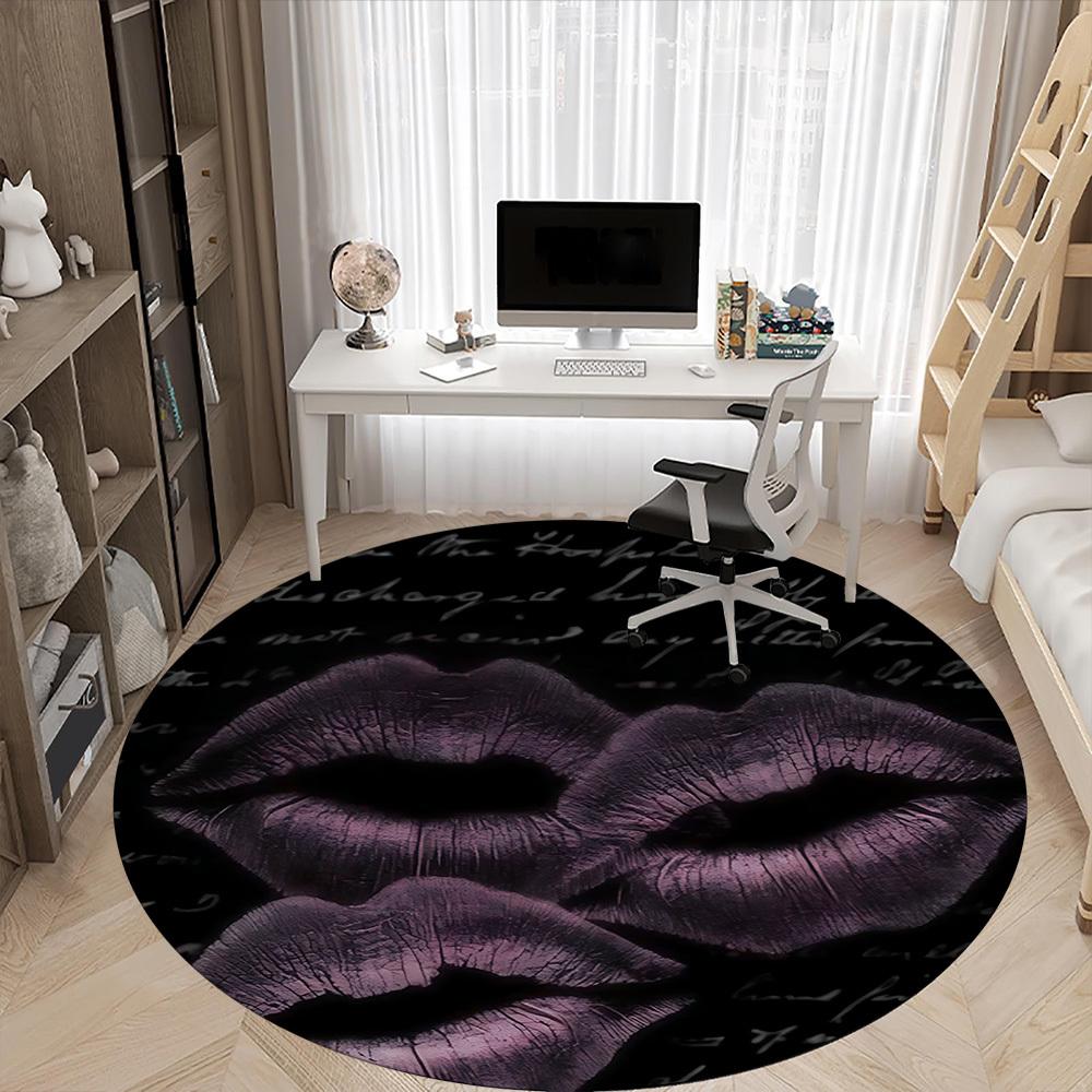 1pc Lips Kiss Office Round Area Rug,  Mat Suitable ForOffice, Under Office Chairs Bedroom Living Room Home Decor, Room Deco