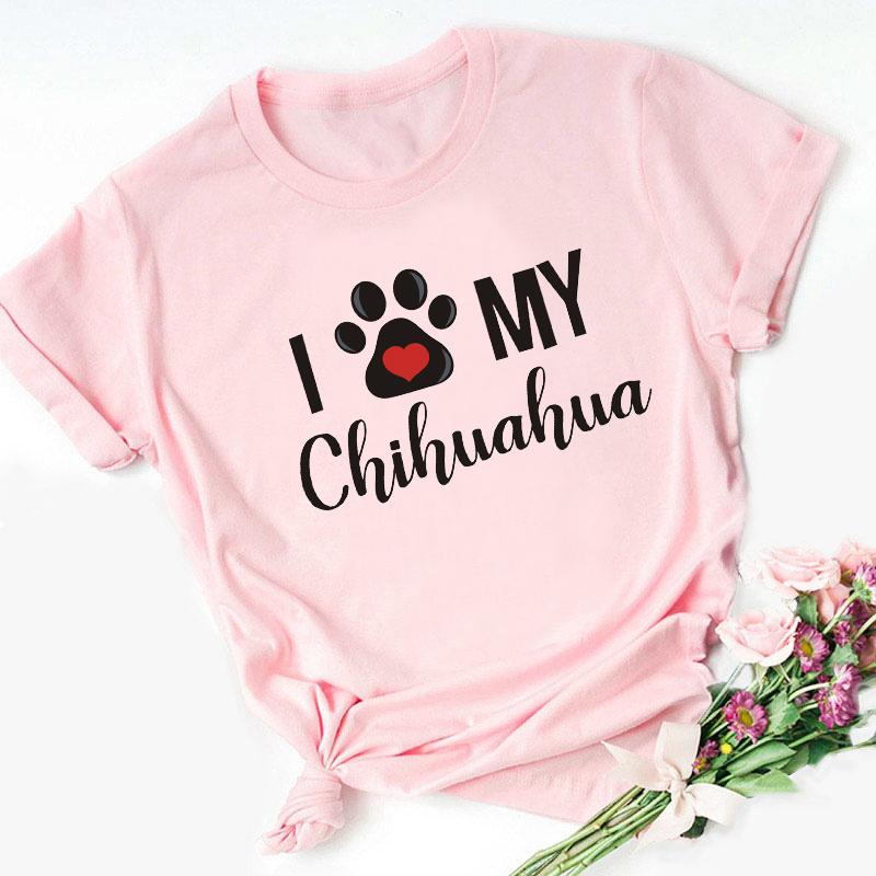 Stampa Mamma Chihuahua T-shirt da Donna Estate Nuova Moda T-shirt Divertente Design Cane Bella Ragazza T-shirt Tee Shirt Femme