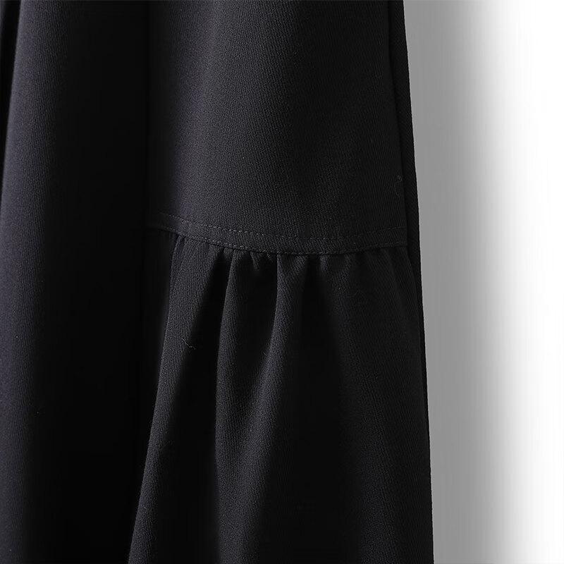 Sibeishe Commuter Style Spliced A-Line Midi Skirt