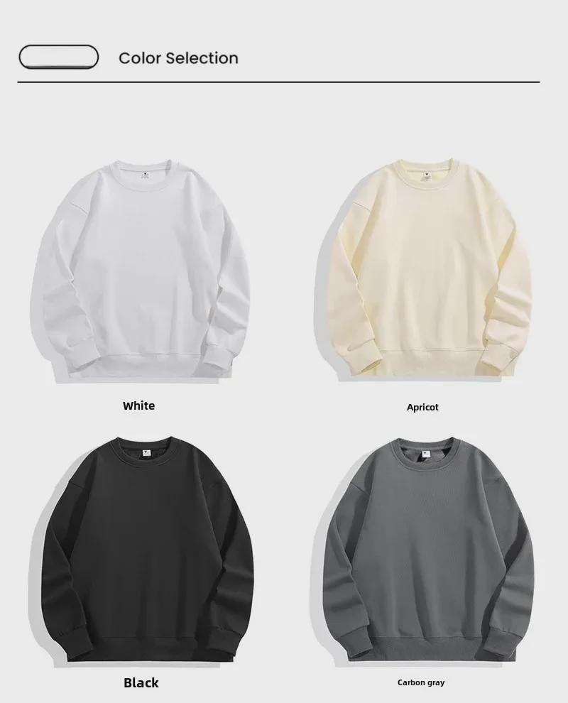 Podzimní/Zimní Zesílená Mikina z Australské Bavlny Polární Fleece, Spuštěná Ramena, Unisex Volný Střih, Plus Samet, Khaki.