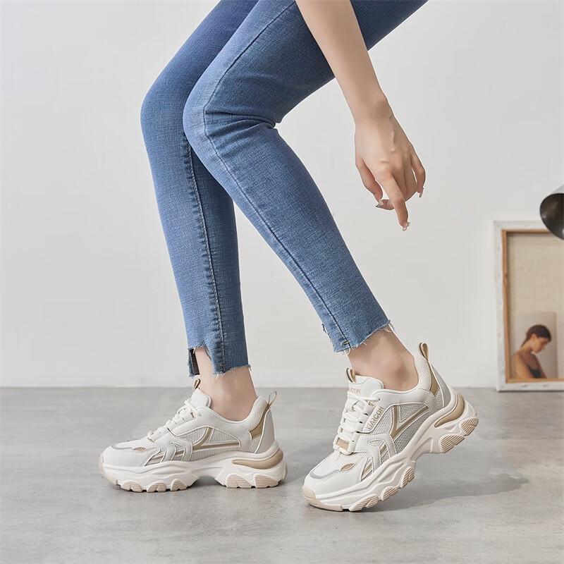 YEARCON Women s Chunky Platform Dad Shoes 37