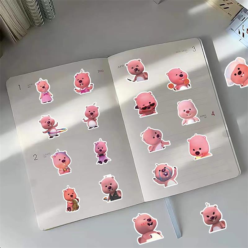 60 ks/balení Roztomilé smyčkové samolepky Anime Bobr Telefon Kufr Hrnek Auto Tablet Stolní vodotěsná samolepka Samolepka na notebook Vtipné dárky