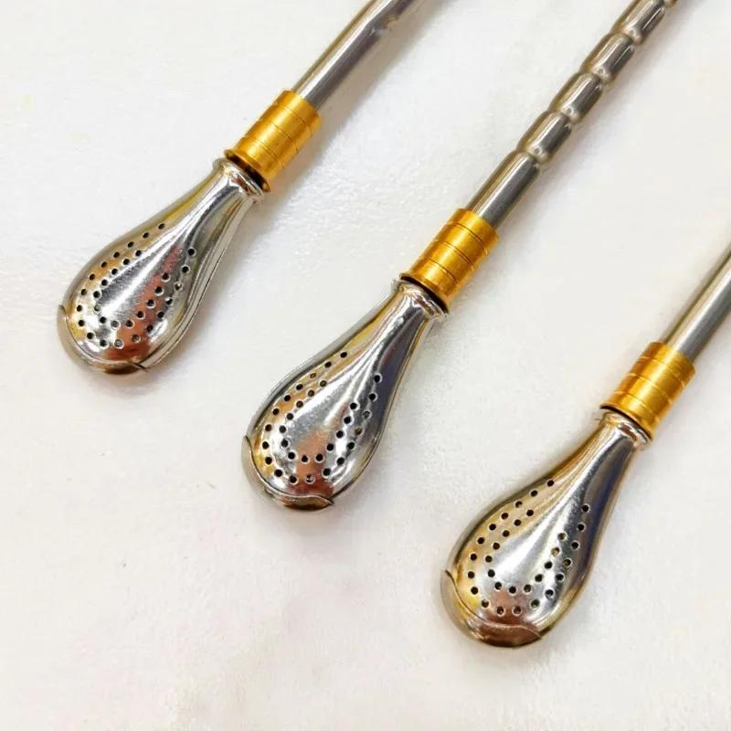 Tea Filter Yerba Mate Stainless Steel Tea Straws Bombilla Gourd Reusable Tea Tools Drinking Straw Spoon Washable Coffee Tool