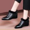 Thick-soled slope heel soft leather short boots women's autumn and winter new plush soft-soled fluffy boots tide