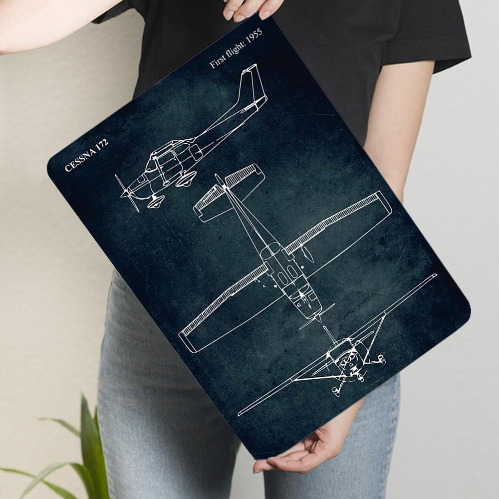 Cessna 172 Flugzeug Blaupause Metall Wandkunst Vintage Luftfahrt Dekor Erstflug 1955