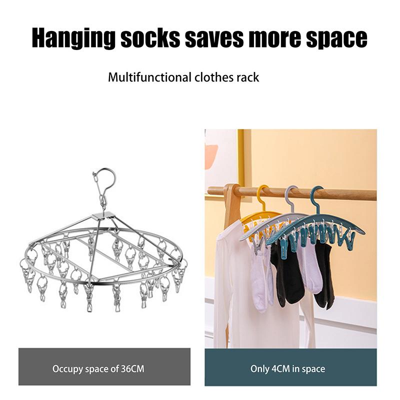 Umeraș Multifuncțional de Uz Casnic Fără Urme Rezistent la Vânt Plastic Îngroșat Uscare Lenjerie Șosete Clip Umeraș