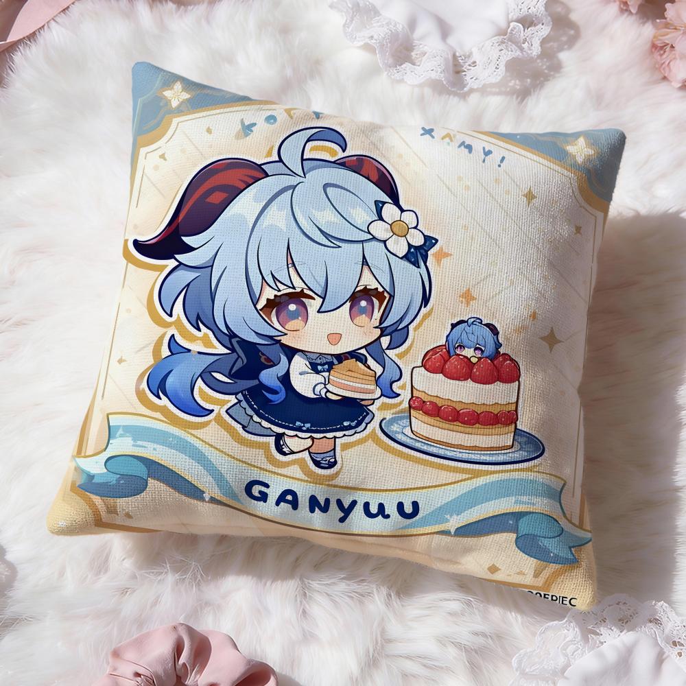 Ganyu Genshin Impact Cushion Cover Premium Comfort Reversible Pillow Cove -Two in One Design for Any Room & Car Interior