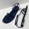 Schafsfell-Version~ Nischen-Wildleder-Quadratkopf-Flachsohle Zehen mit Sandalen Damen Sommer Vielseitige Römische Schuhe