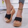 Frosted High-heeled Sandals 2021 Summer New Thick-soled Wedge Heel Waterproof Table Fashionable Wedge Heel Cool Slippers Size 43