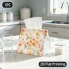 1pc Tissue Box, Watercolor Spring Blossoms Gentle Warmth Pattern, 2D Flat Printing, Keeps Dust Out, Can Be Washed, Napkin Dispenser, for The Living Ro
