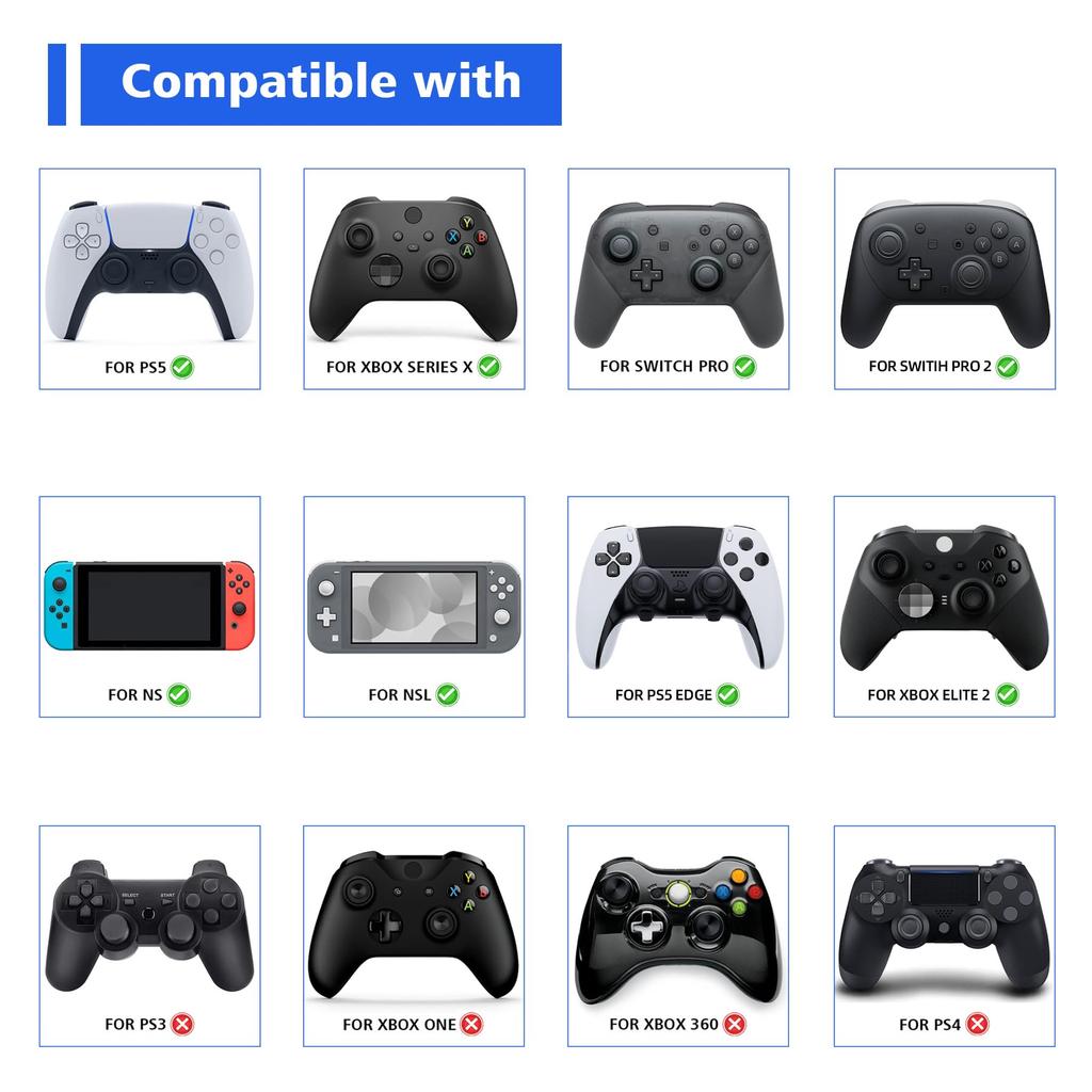PlayVital Illuminated Charging Cable for PS5 USB Charging Cord for Universal LED Data Cable for Xbox Series Pro Controllers Controller, Type-C