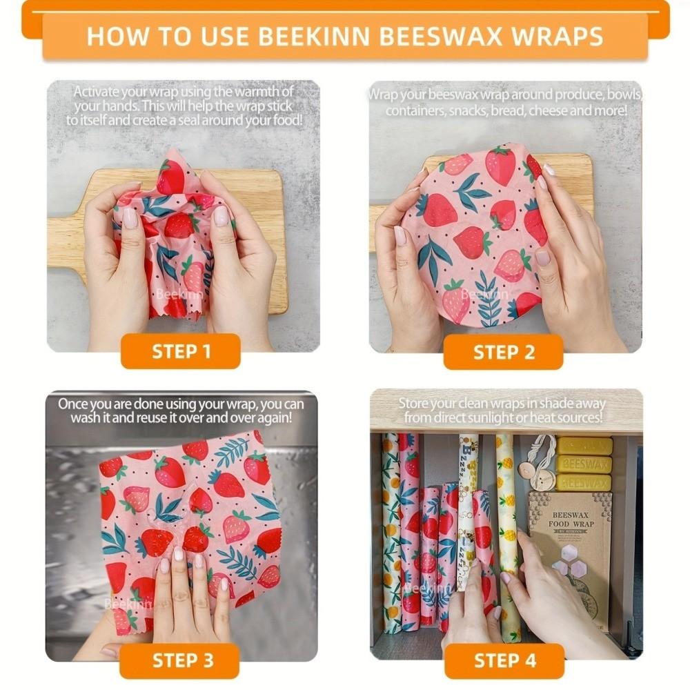 9pcs Washable Beeswax Food Wrap Fresh-Keeping Reusable Food Cover  for Fruit Vegetable
