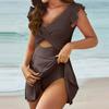 Women's One-piece Sexy Fashion Ruffle Skirt Beach Solid Color Block Color Swimsuit