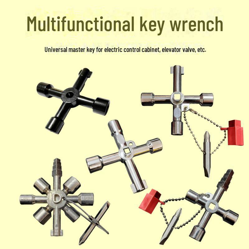 

Многофункциональный треугольный гаечный ключ: Инструмент 4-в-1 для лифта, счетчика воды, электрического шкафа, клапана. Black 4-in-1 Key Wrench (53g)