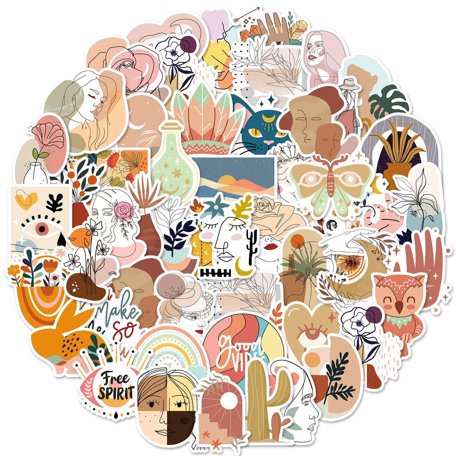 

50 Boxilian Wind Beautiful Woman Plants And Flowers Mix And Match Xiaoqing Creative Stickers Diy Hand Account