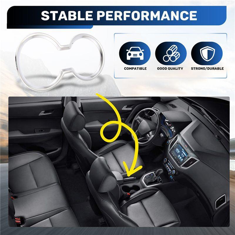 AA92-For Creta Ix25 2015- Car Chrome Front Water Cup Holder Decoration Frame Cover Trim Accessories
