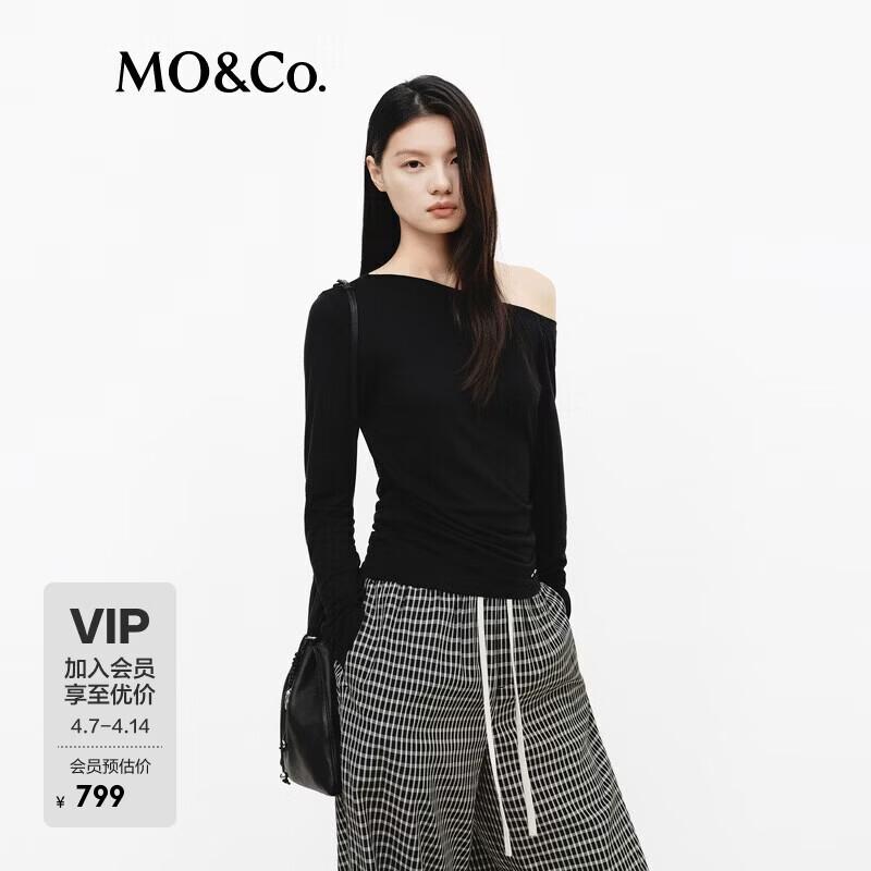 MO&Co. Asymmetric Collar Lyocell-Wool Blend Top L