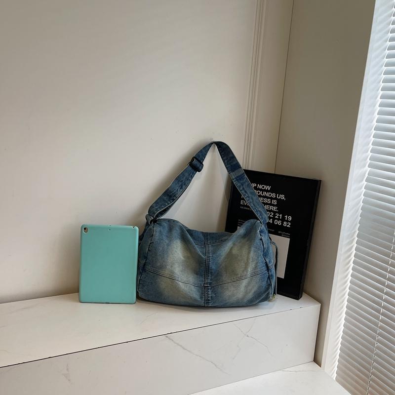 Geantă Crossbody din Denim Femei Geantă de Umăr Retro Capacitate Mare Geantă de Călătorie