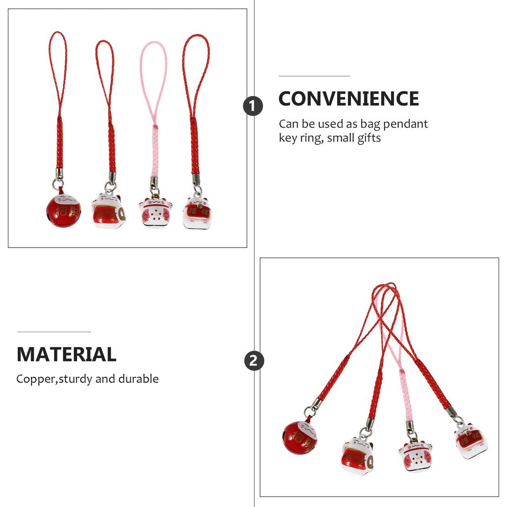 [FRCOLOR] Cat Keychains, Maneki-neko Keychains (Set of 4), Good Luck Charms, Lucky Cat Souvenirs