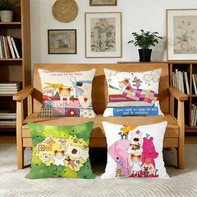 Ccoco CARTOON Cchan Cushion Cover For Pillow Printing Sofa Decoration Home Car Room Coffee Shop Office Nordic Simplicity