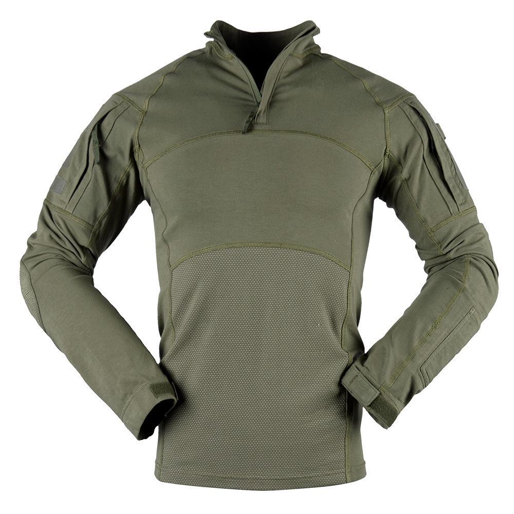 Maglia Tattica da Combattimento da Uomo Traspirante ad Asciugatura Rapida con Camouflage a Maniche Lunghe