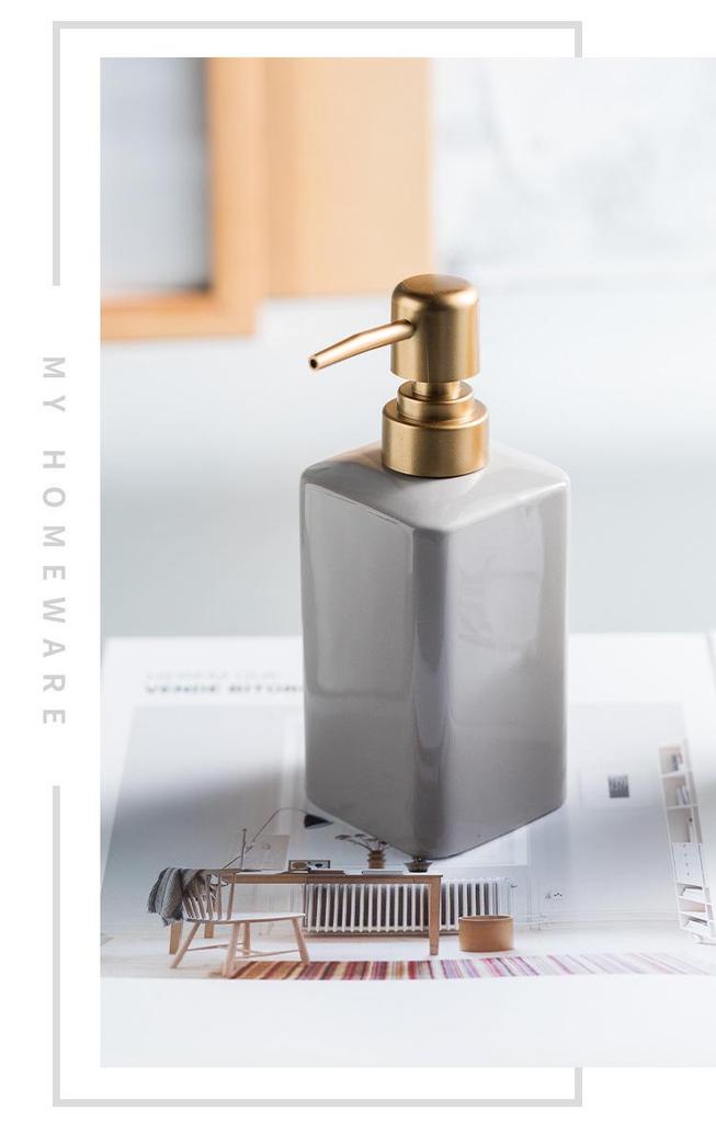 Wiederbefüllbare Keramik-Spenderflasche für Seife, Gel, Shampoo oder Lotion - Hotel Stil