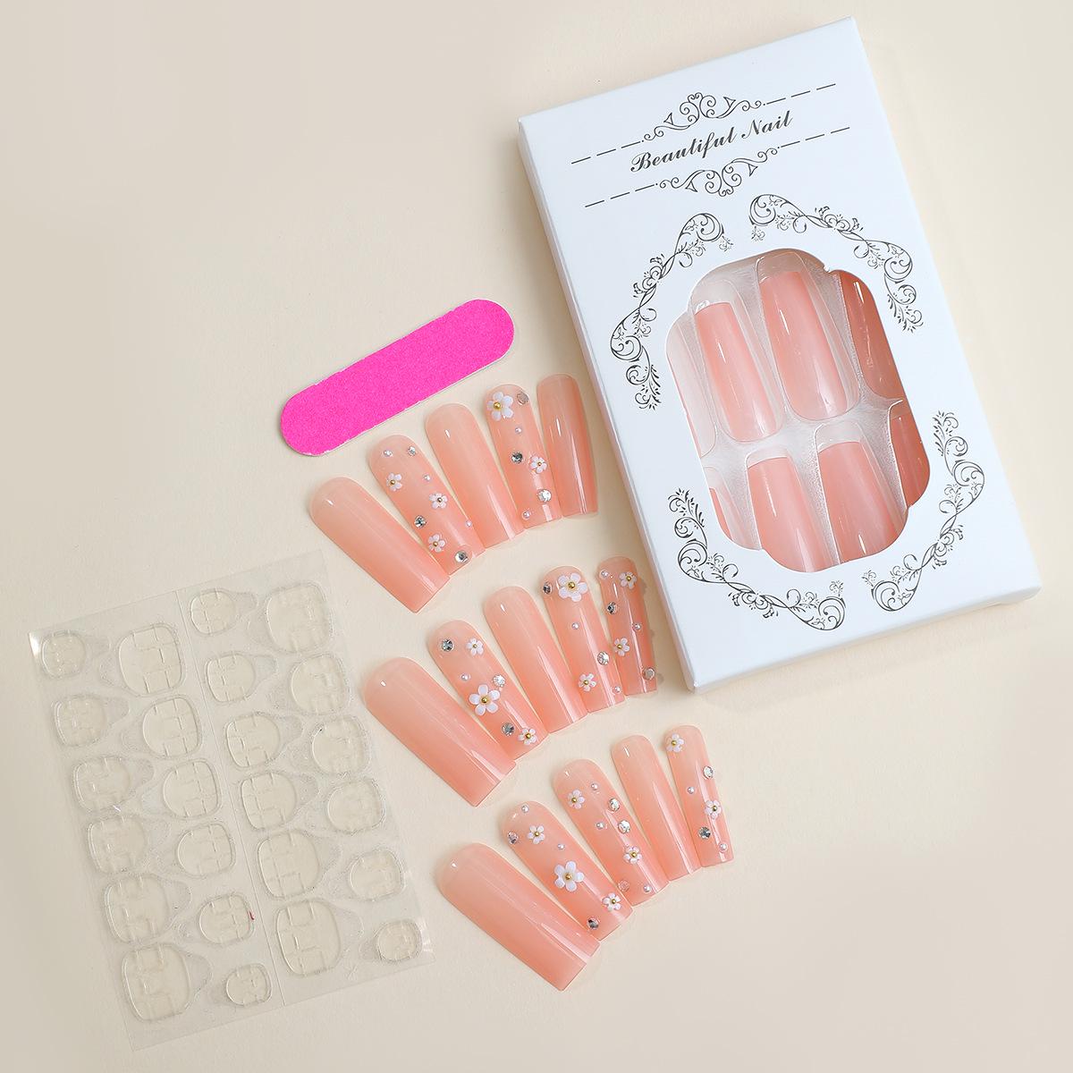 

Европейский и американский стиль носимого нейл-арта: Длинные Водопроводные Трубы Съемные Накладные Ногти с Дизайном Точечной Сверловки Long Water Pipe Fake Nails