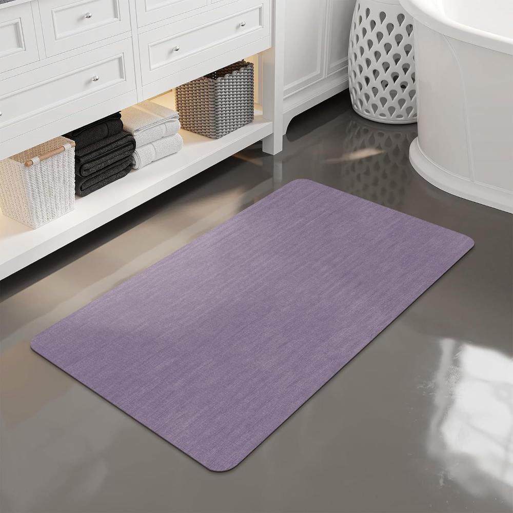Light Grey Solid Textured Bath Mat Quick Dry Bathroom Rug Matte Plain Minimal Style For Indoor Washroom Foot Rug