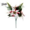 Vibrant Lush Fake Plant Decor 5/7/10/12 Heads Artificial Poinsettia Flowers, Christmas Floral Berry Centerpiece, Outdoor UV Resistant Greenery