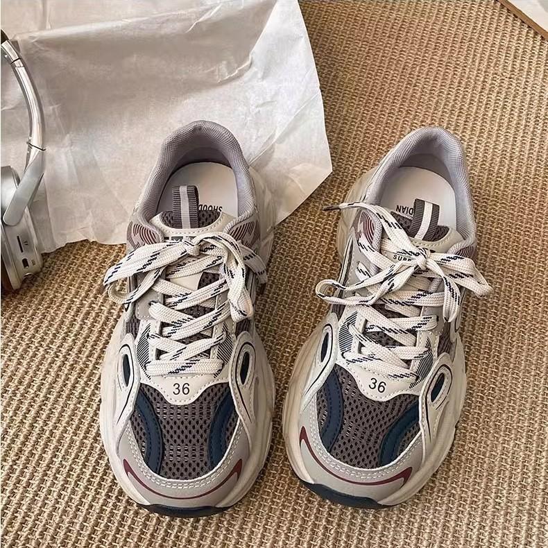 Platform dad shoes women's spring 2025 new versatile retro heightening casual mesh breathable sneakers