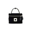 Bolsa Mini Transversal de Ombro com Corrente de Veludo para Maquiagem de RV com Fivela de Strass Bolsas Femininas Preto RBWANMH0000MTKB999