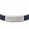 Leather Bracelet - EMPORIO ARMANI - EGS2987040 - Blue - Stainless Steel - Magnetic Clasp