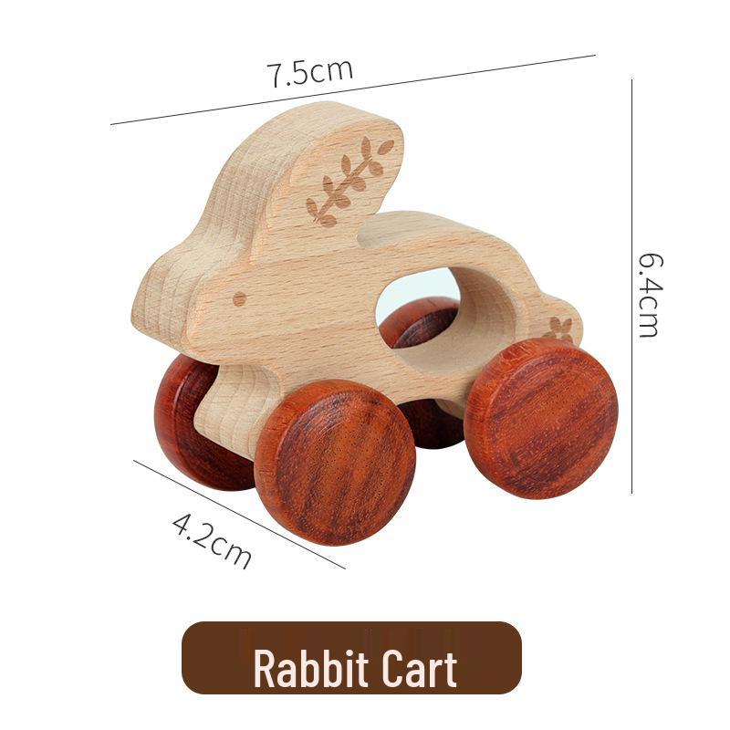 Beech Wood Toy Car - Original Inertia Push Car for Infants, Grasping Training, Solid Wood, Safe for Teething, Educational