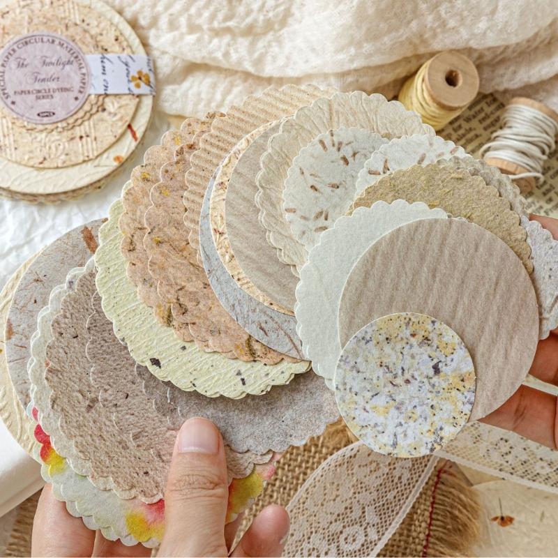 Light Retro Decorative Paper Disks Paper Disc For Journals Gift Packaging Creative Projects Soft Color Palette