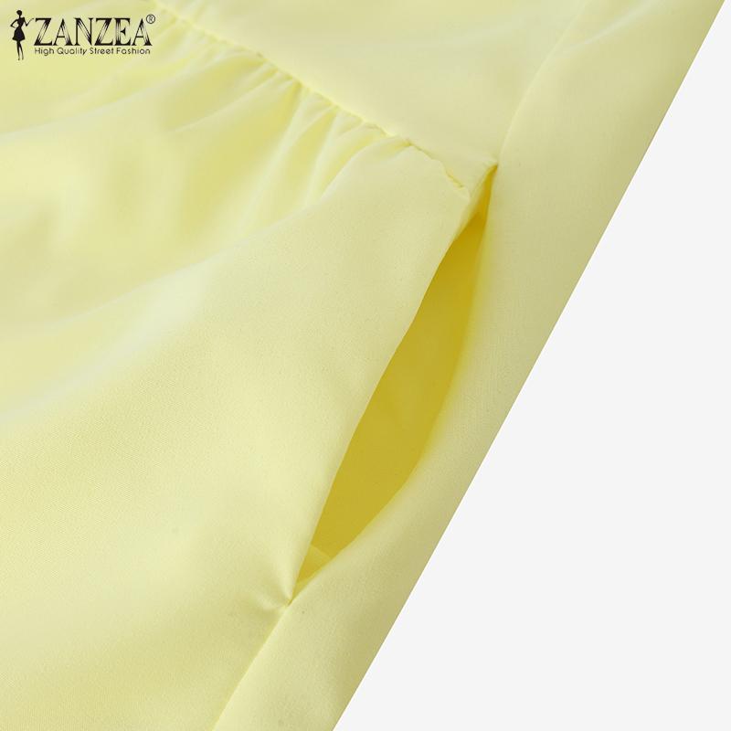 ZANZEA Dámské letní kulatý výstřih volné ležérní bez rukávů šaty