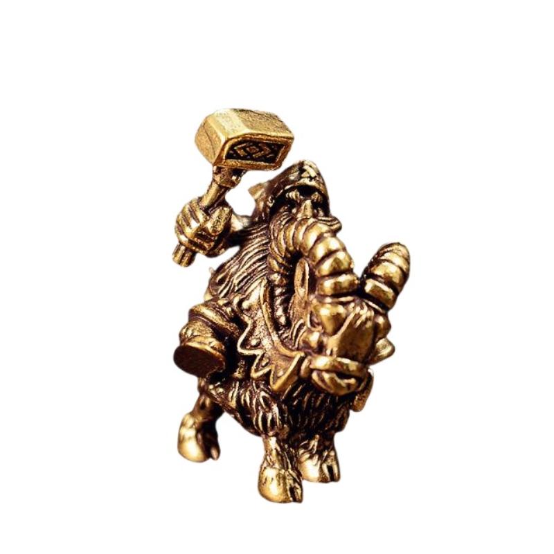 Hot Sale Brass Goat Dwarf Warrior Figurine Miniature Desktop Ornaments Retro Metal Models Statue Home Decoration