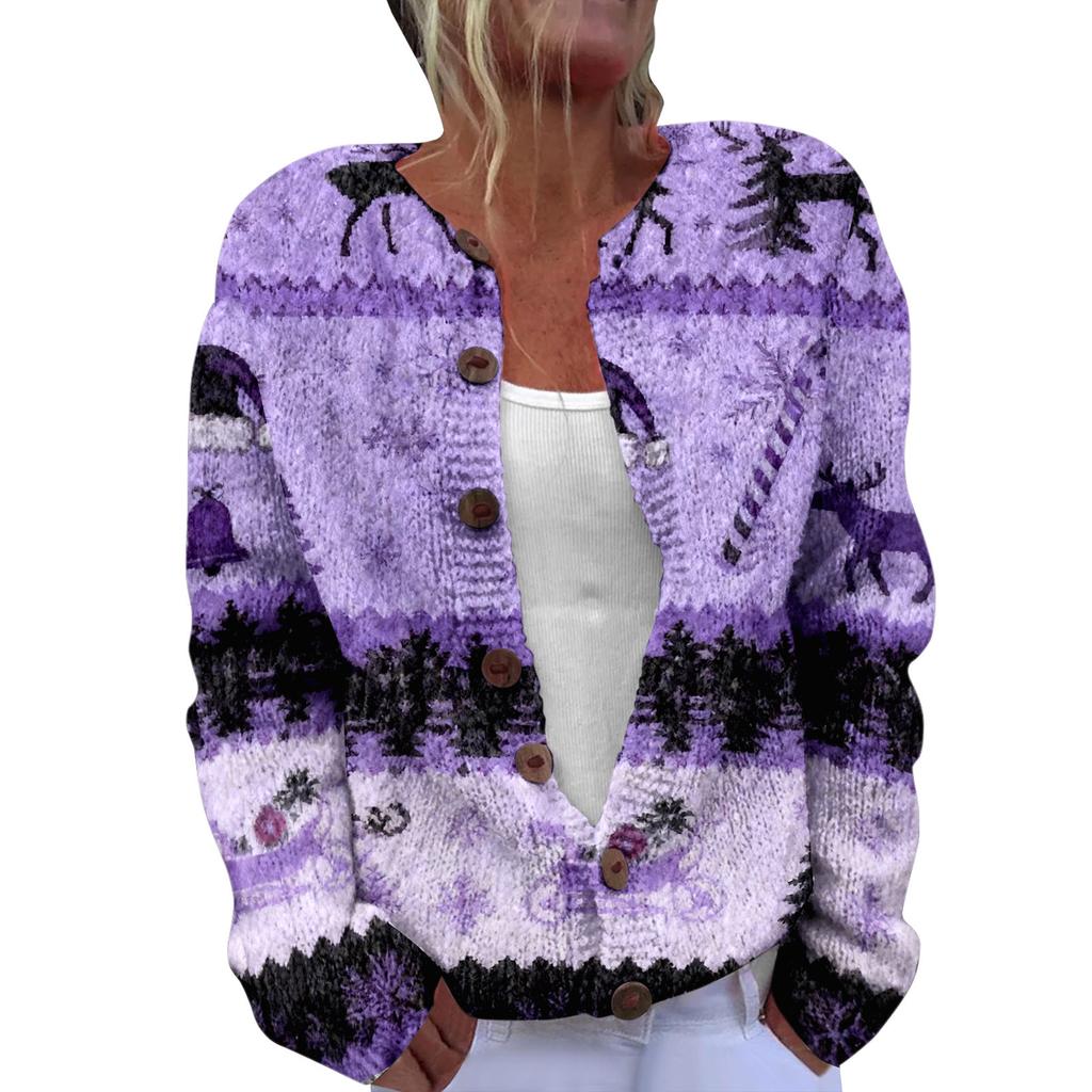 LLL-YK01 Christmas Crew Neck Cardigan Sweater 3D Printing