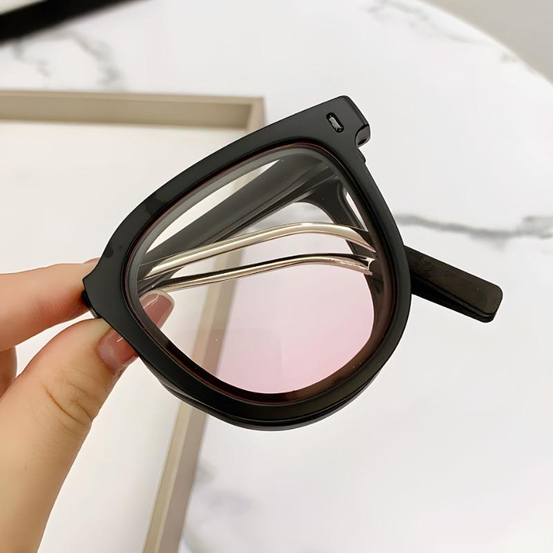 

High-end Women s Folding Sunglasses for Outdoor Sun Protection and UV/UVB Blocking Black frame, pink lens