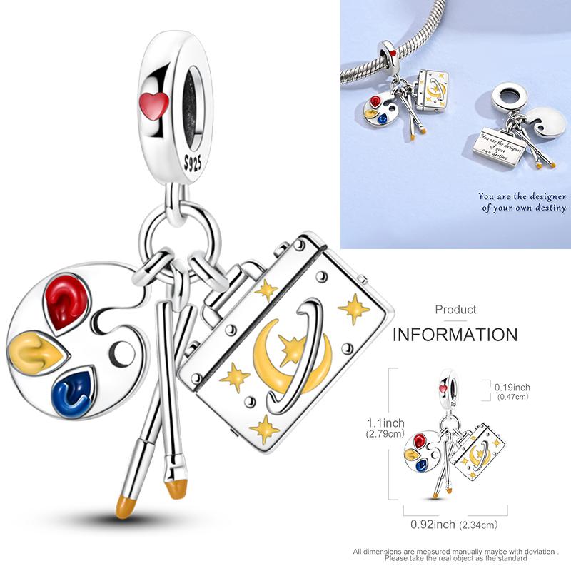 Inlaid Zirconium Sun 925 Silver Travel Balloon Butterfly Love Family Sister Heart Charm Fits Women Jewelry