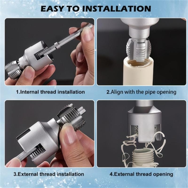 Pipe Thread Cutting Tool,Pipe Threading Tool for Internal & External PVC Plastic Pipe 1/2" 3/4" Pipe Threader