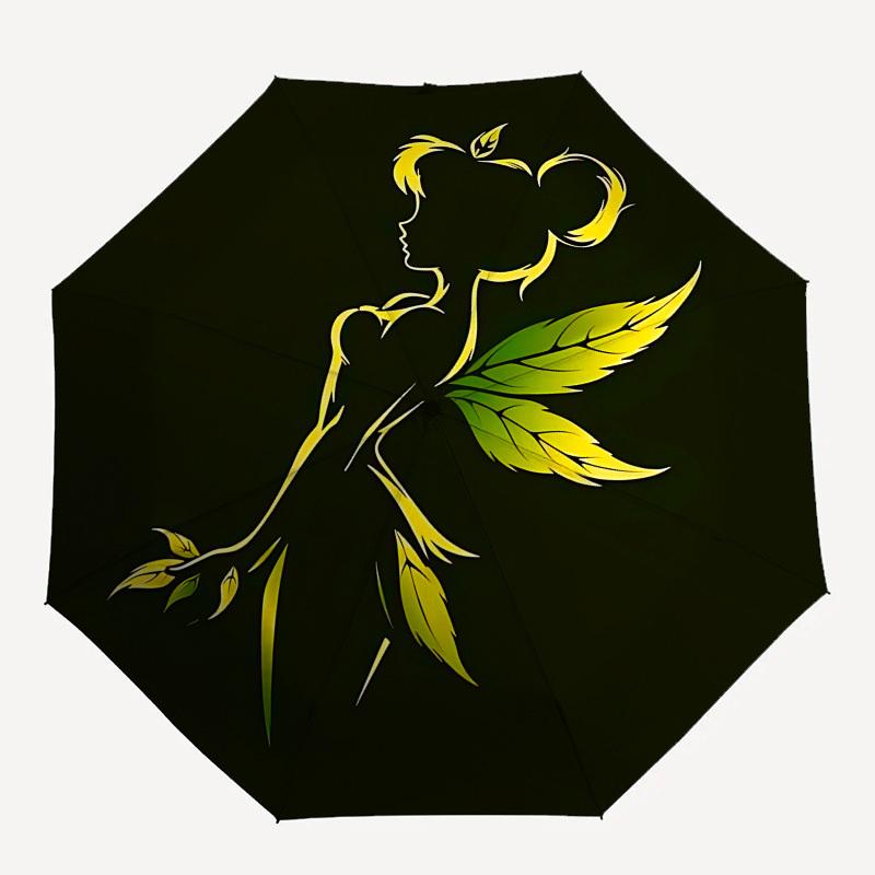 Tinker Bell Themed Automatic Opening and Closing Umbrella, Brightly Colored 8-rib Portable Umbrella, Suitable for Men and Women, A Perfect Gift for Ch