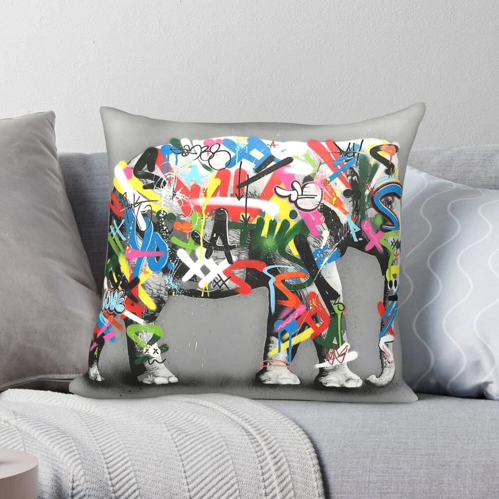 Elephant Martin Whatson Urban Square Pillowcase Polyester Linen Velvet Pattern Zip Decor Throw Pillow Case Sofa Seater Case
