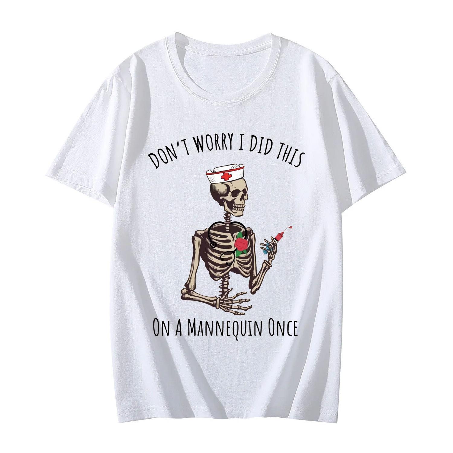 

Funny Nurse T Shirt Skeleton Nurse Graphic Top Medical Humor Casual Outfit Gift for Nurses Fashion Summer Tee Women Clothing S
