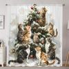 2 Pcs Festive Cat Christmas Tree Curta – Polyester Rod Pocket for Living Room Bedroom Dining Room Holiday Home Decor