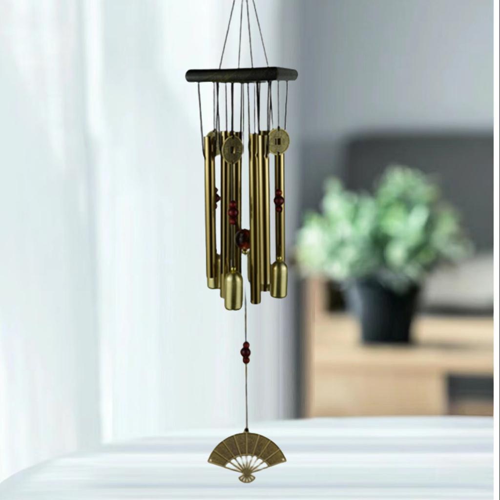 Butterfly Fan Solid Wood Metal Aluminum House Pendant Big Wind Chime Home Outdoor Decoration