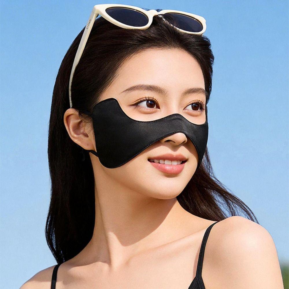 Summer Silk Sunscreen Mask Breathable Face Cover Elastic Sunscreen Face Scarf Outdoor