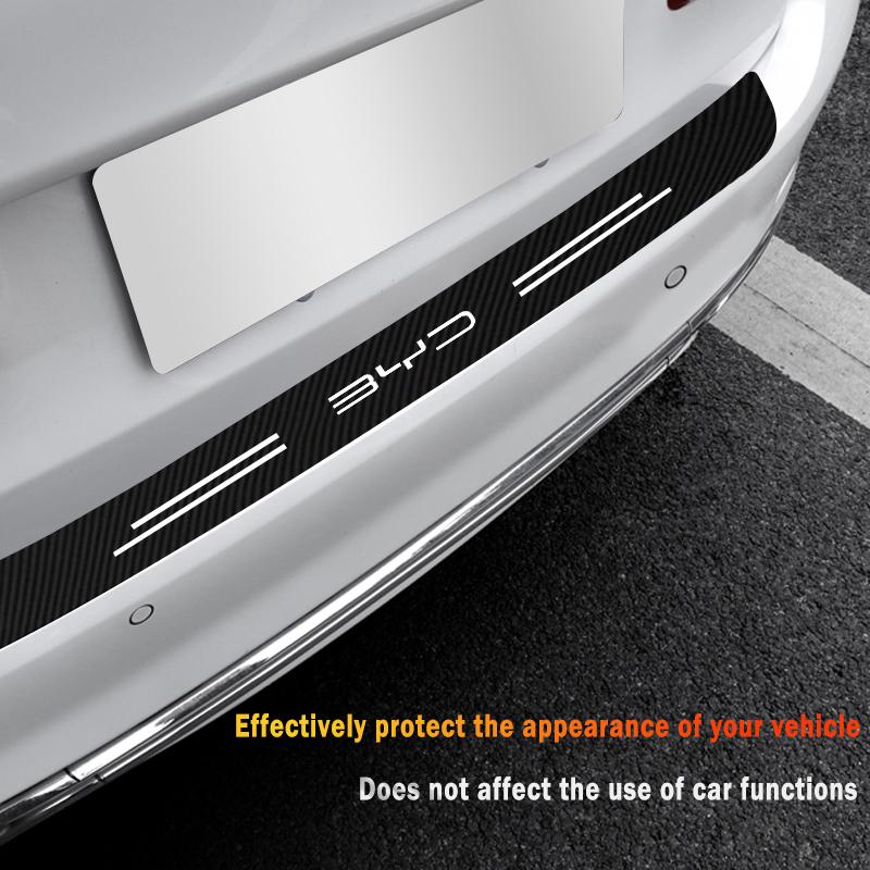 Car Rear Trunk Door Sill Bumper Guard Plate Stickers for BYD Atto 3 EV 2022 2023 Logo Carbon Fiber Anti Scratch Protector Decal